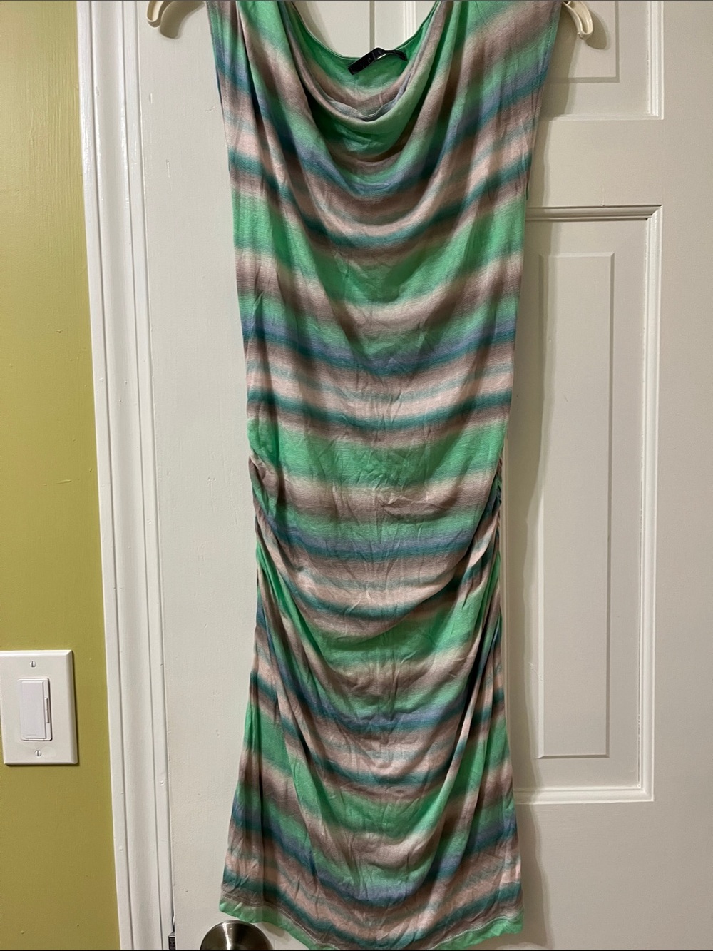 Draped Cowl Neck Striped cap sleeve dress Velvet brand